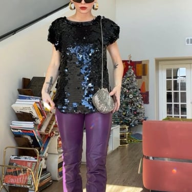 VTG Mermaid Paillette Sequin Black Tunic 