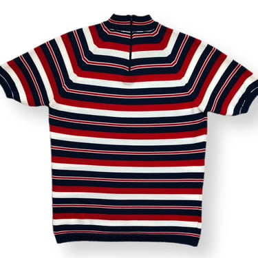 Vintage 60s/70s Striped Quarter Zip Poly/Nylon Shirt Size Medium/Large 