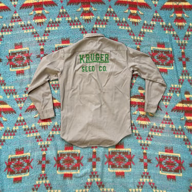 Vintage Kruger Seed Big Mac Chain Stitched Work Shirt Dekalb Seeds 