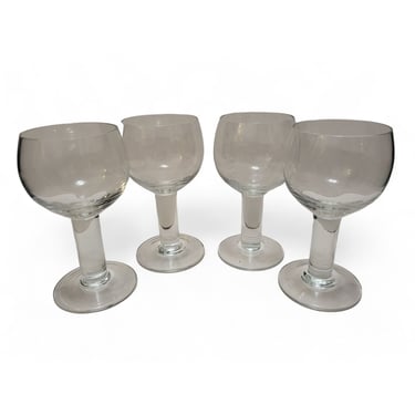 4 Vintage Column Water Goblets, Orrefors 16oz Clear Blown Crystal Glasses, 1970s Mid Century Modern, Vintage Barware 