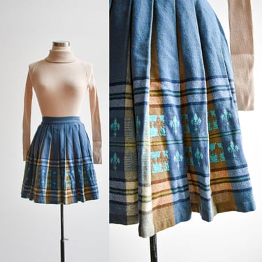 1950s Childrens Wool Pleated Skirt 
