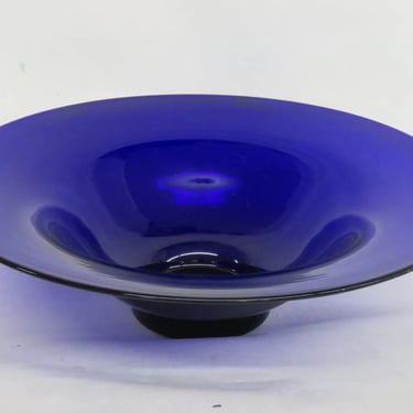Hand Blown Cobalt Blue Large Glass Serving Bowl Centerpiece 3403B