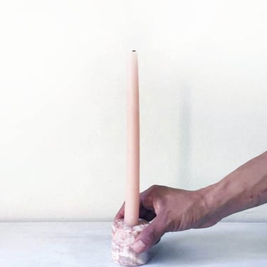 Handmade Pink Marble Taper Candleholder
