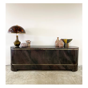 Vintage 70's Lacquered and Brass Sideboard Credenza by Aldo Tura for Leonardo MCM Retro 80s 