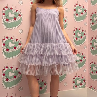 Purple Striped Frilly Hemmed Dress