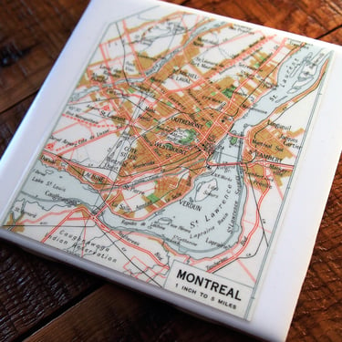 1963 Montreal Canada Vintage Map Coaster. Montreal City Map. Canada gift. Quebec map. Canadian travel. Office map gift. Montreal Map Barware 