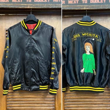 Vintage 1980’s Cartoon Witch Souvenir Tour Military Jacket, 80’s Satin Jacket, Vintage Tour Jacket, Vintage Military, Vintage Clothing 