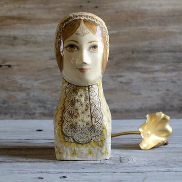 Vintage Rare Gemma Taccogna Paper Maché Girl Cream Color Mexico - Mid Century 