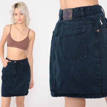 90s Black Jean Skirt Denim Mini Skirt Jokko Jeans High Waisted Skirt Retro Vintage Pencil Skirt 1990s Straight Skirt Wiggle Small 28 