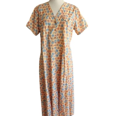 Vintage Oilily Dress Colorful Cotton Print Button Dwon Front 