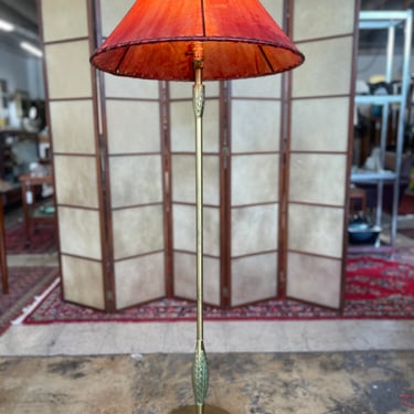 Vintage Brass Repoussé Floor Lamp