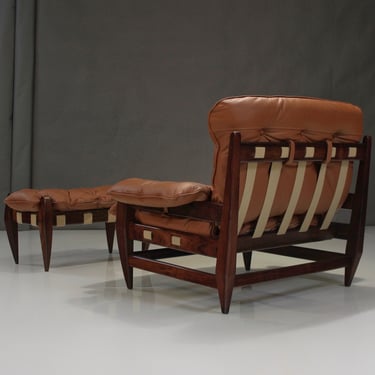 RARE Jean Gillon Rosewood 'Rodeio" Mid-Century Chair and Ottoman 