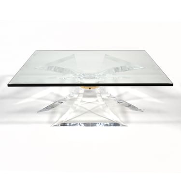 Lion in Frost Lucite "Tri-Odyessy"  Coffee Table
