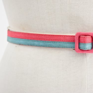 1960s Turquoise and Hot Pink Ribbon Belt 
