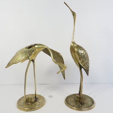 Vintage Pair of Brass Cranes - Set of 2 Brass Cranes 