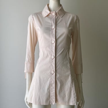 Courrèges Vintage Baby Pink Cotton Button Up Dress (S/M) 