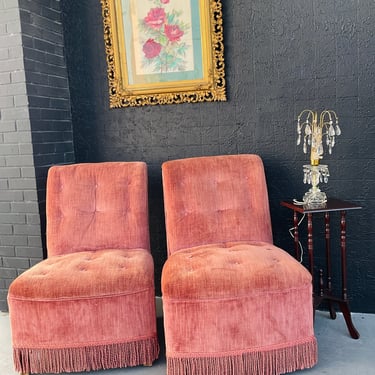 Pink Fringed 1930s Slipper Chair