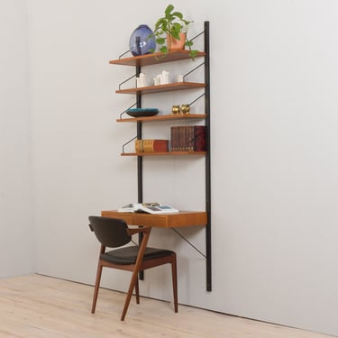 Vintage Danish Poul Cadovius Home office shelving unit in teak with a desk and 4 shelves for  CADO Denmark,  1960s 