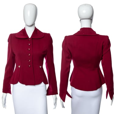 1940's Cranberry Structured Suit Jacket Size S
