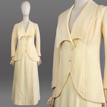 Edwardian Walking Suit / Italian Edwardian Fashion / 1910s Ivory Walking Suit / Wedding Suit / Edwardian Day Wear / 1910s Suit / Size Small 