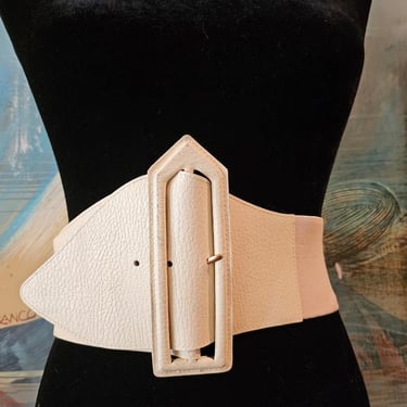 CHRISTIAN DIOR Vintage Beige Belt, Wide Belt, Designer Belt, Dior Accessory, Dior Belt, Runway Belt, Statement Belt, Beige Leather Belt 