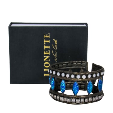 Lionette - Bronze Wide Cutout Bracelet w/ Multicolored Gems