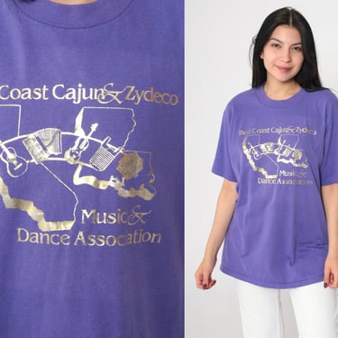 90s Cajun Music Shirt West Coast Cajun and Zydeco Music T-Shirt California Louisiana Metallic Graphic Tee Tshirt Vintage 1990s Large xl 