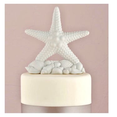 Beautiful White Bisque Starfish Beach Theme Wedding Cake Topper 