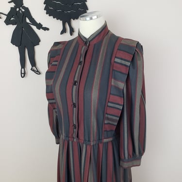 Vintage 1980's Stripe Dress / Day Dress L 