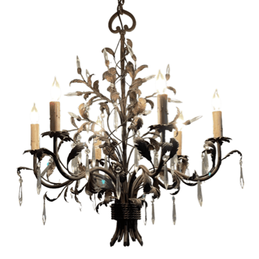 Fine Art Bronze and Crystal 6 Light Acanthus Chandelier RS157-23
