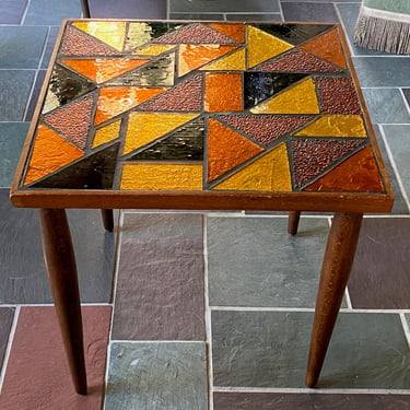 MCM Vintage George Briard Glass Tile Table 