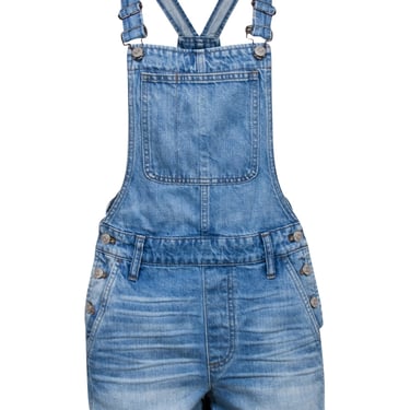 Madewell - Light Wash Denim Raw Hem Overall Romper Sz XS