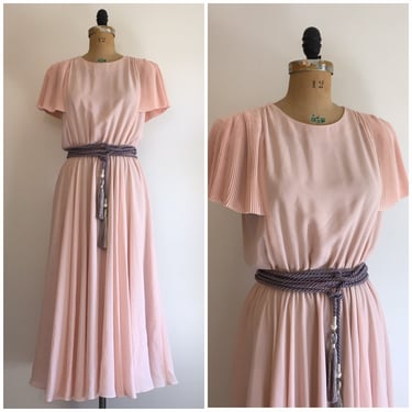Vintage 1980s Pierre Cardin Boutique Dress 80s Pink Gown Dress 