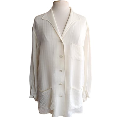 Vintage 90s Armani Le Collezioni Jacket Cream Stripe 