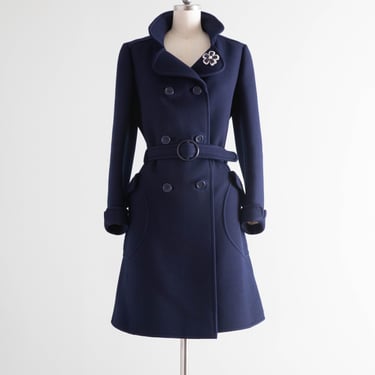 Iconic 1960’s Structured Mod Navy Blue Wool Trench Coat made in France ???????? / SM