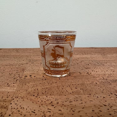 Vintage Culver Skagway Alaska Souvenir Shot Glass | Gold Miner | 22K Gold 