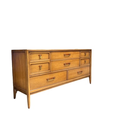 Free Shipping Within Continental US - Vintage Drexel Solid Pecan Mid Century Modern 7 Drawer Dresser Designed by James Bouffard 