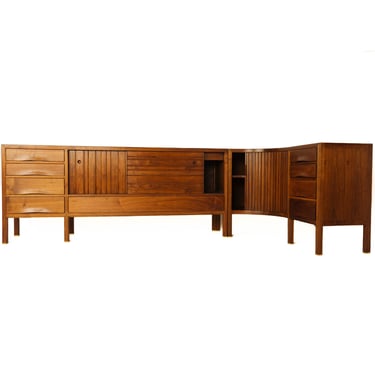 A Corner Walnut Sideboard With Tambour Doors by Edward Wormley for Dunbar, 1950's