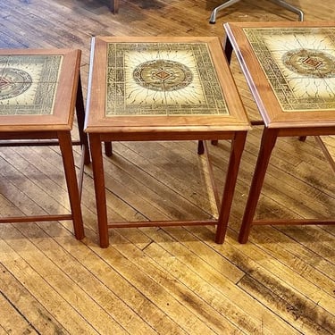 Danish Teak & Tile Nesting Tables