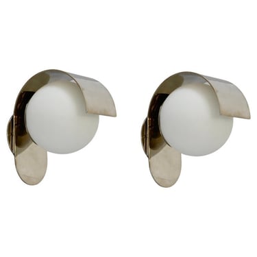 Pair of Lumi Nickel Sconces