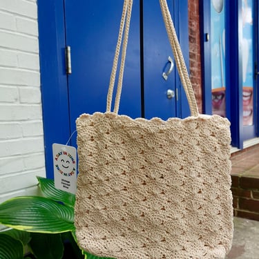 Cream Knit Shoulder Bag 