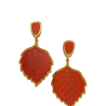 Sample Sale Rust Satin Leaf Earrings