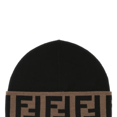 FENDI Black Wool Beanie Hat