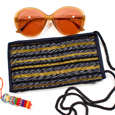Deadstock VINTAGE: 1980s - Native Guatemala Eyeglass Pouch - Native Textile - Sunglasses Holder - Shimmery Fabric Bag - SKU 1-C3-00029753 