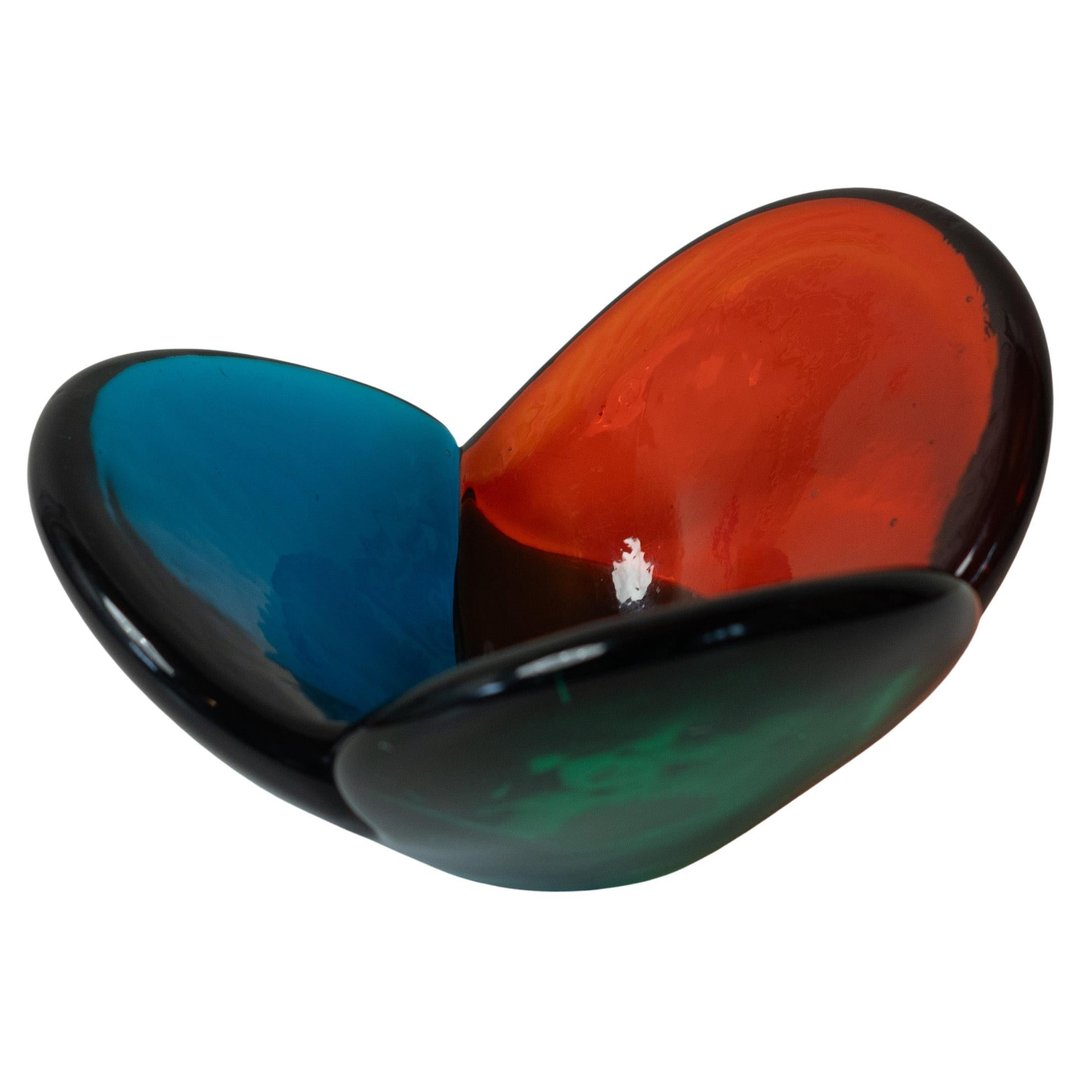 Rare Wayne Husted for Blenko Tri-Color Glass Bowl Made in | Vintage ...