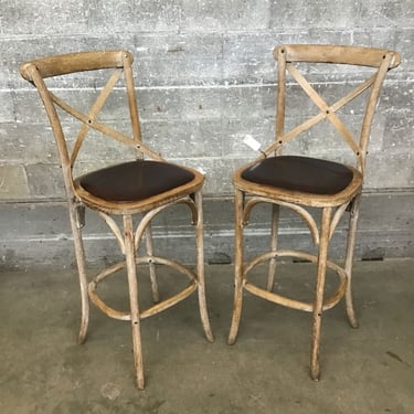 Bentwood + Leather Stool Pair (Seattle)