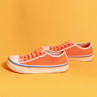 2000s Orange White Striped Fila Sneakers Vintage Bright Lace up Shoes 