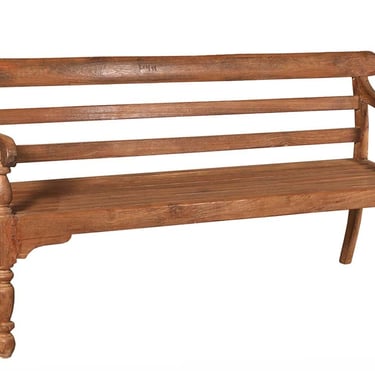 Vintage Colonial Style Teak Bench by Terra Nova Designs Furniture Los Angeles 