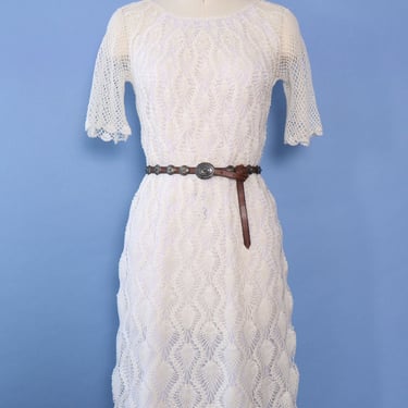 Cloud White Crochet Overlay Dress M-M/L