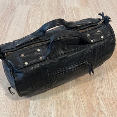 Vintage Langlitz Black Motorcycle Leather Travel Bag by VintageRosemond
